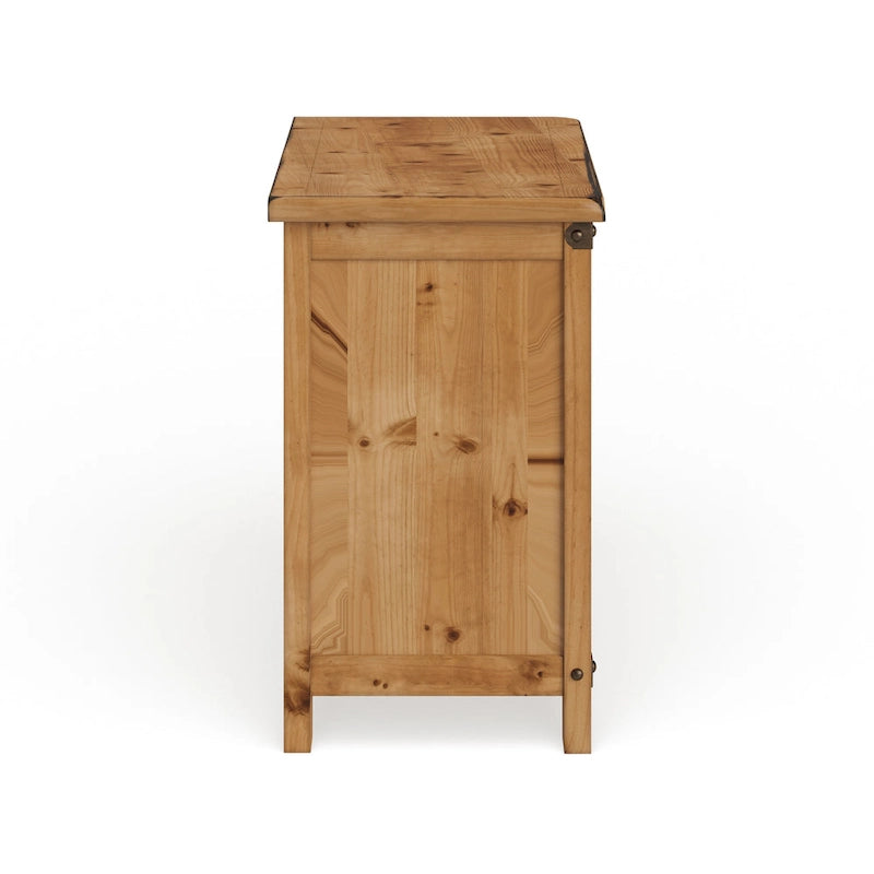 Country Wood 3-Drawer Nightstand with Built-In USB & Power Outlet