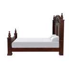 King Size Poster Bed in Deep Cherry Finish with Carved Accents – 70" High Posts