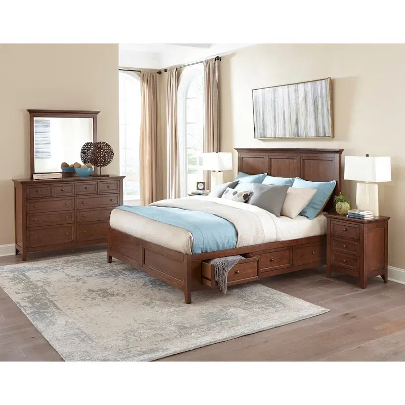 Transitional Storage Platform Bed with Cedar-Lined Drawers – Tuscan or White