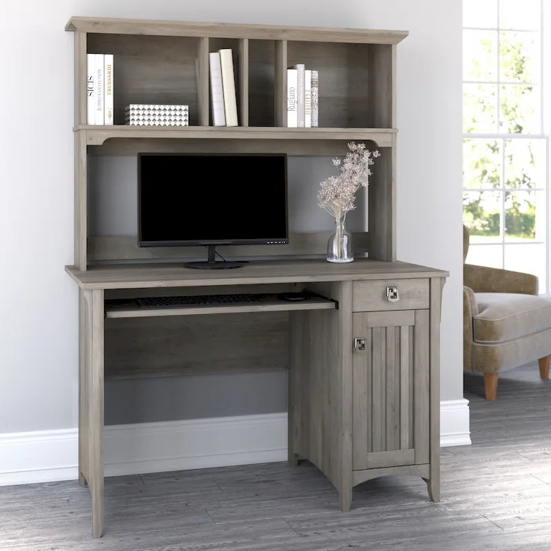 48W Small Computer Desk with Storage Hutch – Mission Style, 7 Finishes