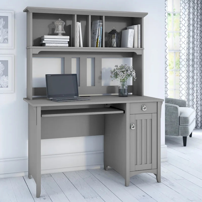 48W Small Computer Desk with Storage Hutch – Mission Style, 7 Finishes