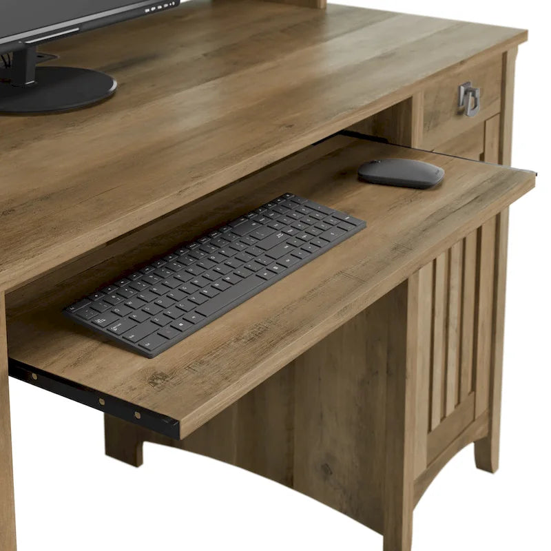 48W Small Computer Desk with Storage Hutch – Mission Style, 7 Finishes