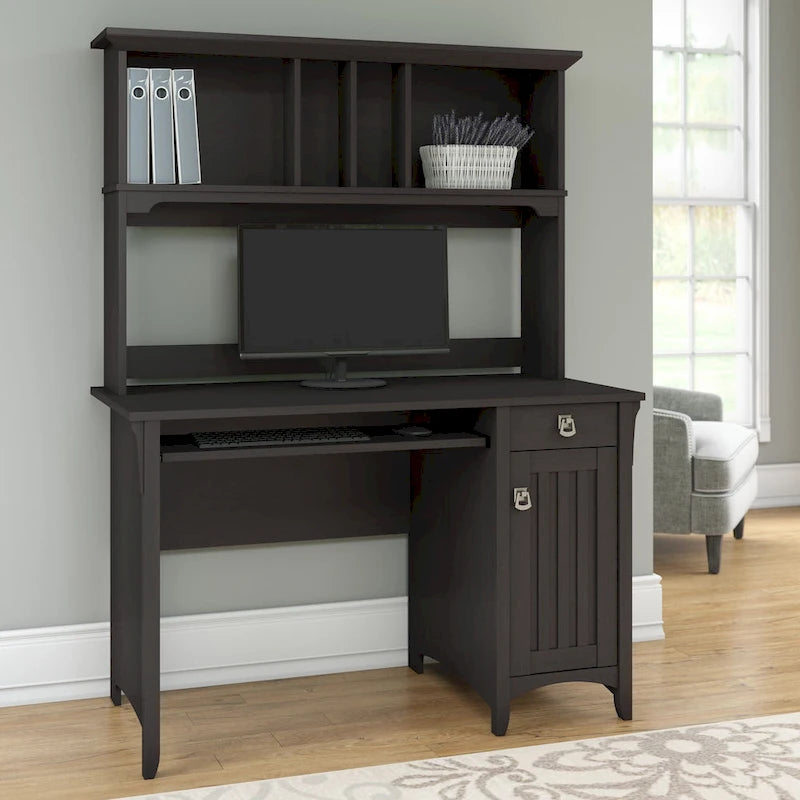 48W Small Computer Desk with Storage Hutch – Mission Style, 7 Finishes