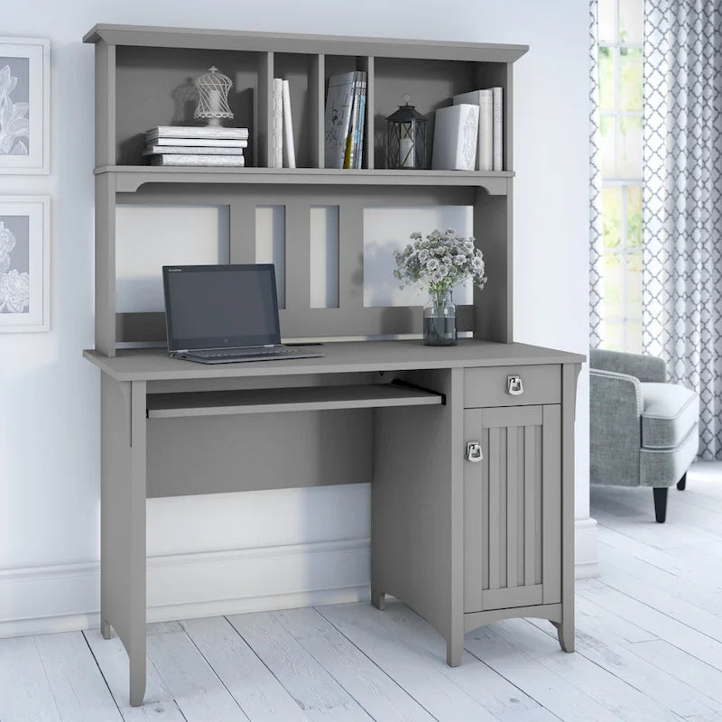 48W Small Computer Desk with Storage Hutch – Mission Style, 7 Finishes