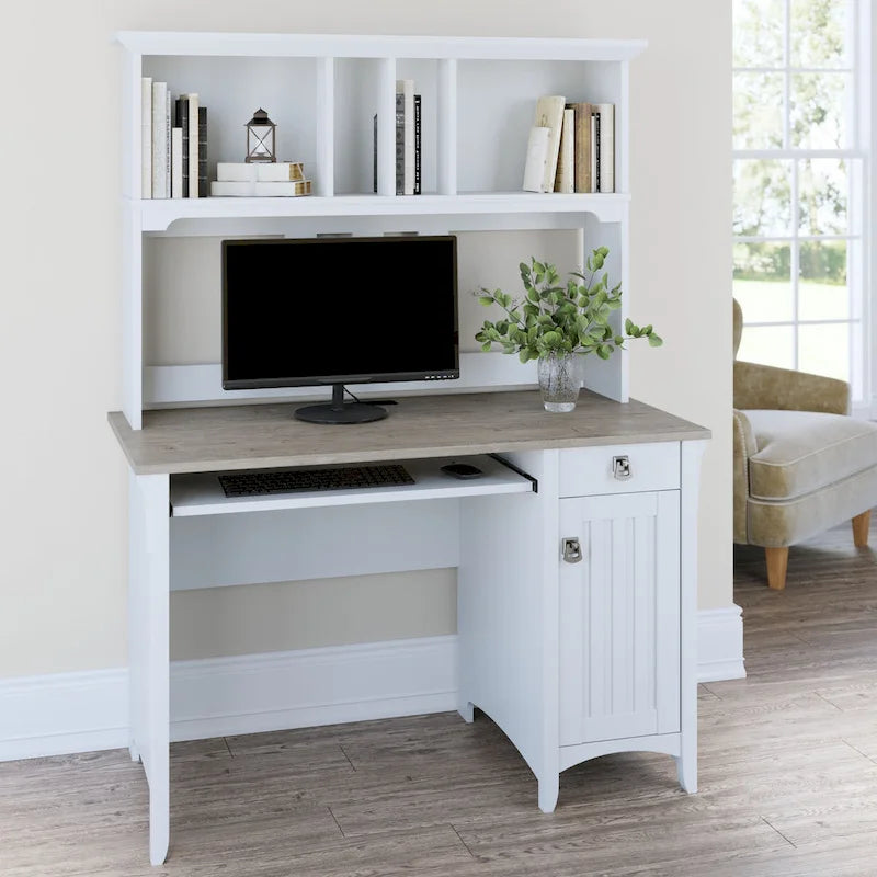 48W Small Computer Desk with Storage Hutch – Mission Style, 7 Finishes