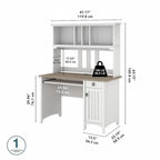 48W Small Computer Desk with Storage Hutch – Mission Style, 7 Finishes