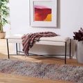 Cushioned X-Bench with Neutral Leather Seat – Minimalist Living Room Bench