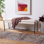 Cushioned X-Bench with Neutral Leather Seat – Minimalist Living Room Bench