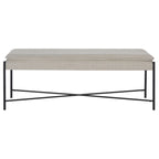 Cushioned X-Bench with Neutral Leather Seat – Minimalist Living Room Bench