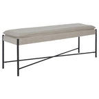 Cushioned X-Bench with Neutral Leather Seat – Minimalist Living Room Bench