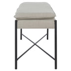 Cushioned X-Bench with Neutral Leather Seat – Minimalist Living Room Bench