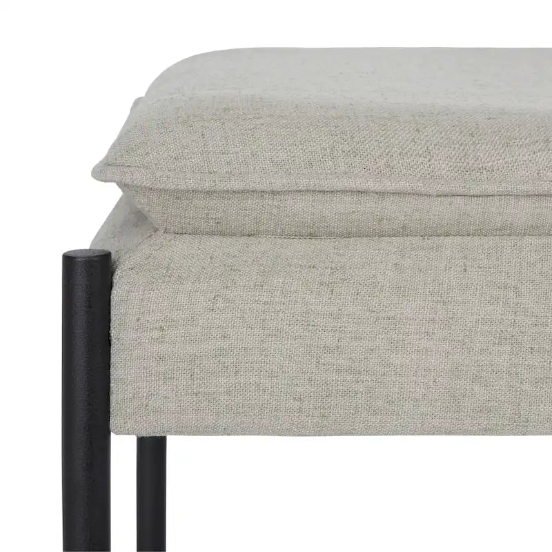 Cushioned X-Bench with Neutral Leather Seat – Minimalist Living Room Bench