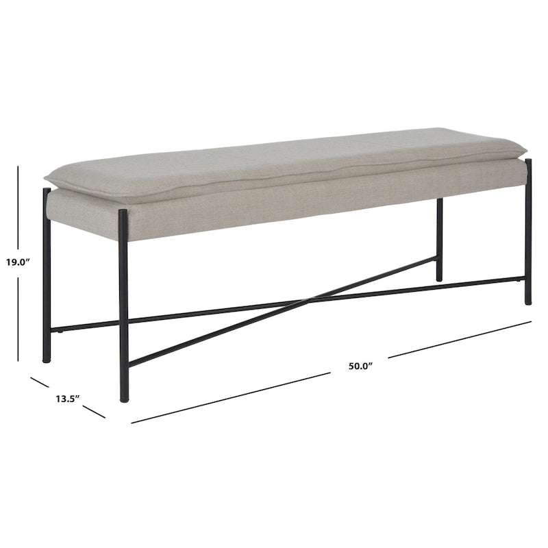Cushioned X-Bench with Neutral Leather Seat – Minimalist Living Room Bench