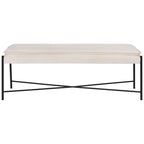 Cushioned X-Bench with Neutral Leather Seat – Minimalist Living Room Bench