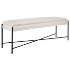 Cushioned X-Bench with Neutral Leather Seat – Minimalist Living Room Bench