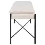 Cushioned X-Bench with Neutral Leather Seat – Minimalist Living Room Bench