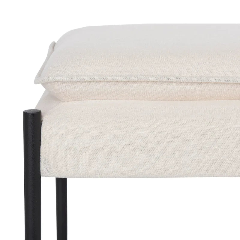 Cushioned X-Bench with Neutral Leather Seat – Minimalist Living Room Bench
