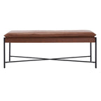 Cushioned X-Bench with Neutral Leather Seat – Minimalist Living Room Bench
