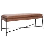 Cushioned X-Bench with Neutral Leather Seat – Minimalist Living Room Bench