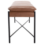 Cushioned X-Bench with Neutral Leather Seat – Minimalist Living Room Bench