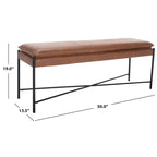 Cushioned X-Bench with Neutral Leather Seat – Minimalist Living Room Bench