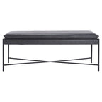 Cushioned X-Bench with Neutral Leather Seat – Minimalist Living Room Bench