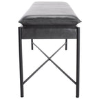 Cushioned X-Bench with Neutral Leather Seat – Minimalist Living Room Bench