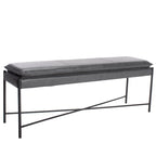 Cushioned X-Bench with Neutral Leather Seat – Minimalist Living Room Bench