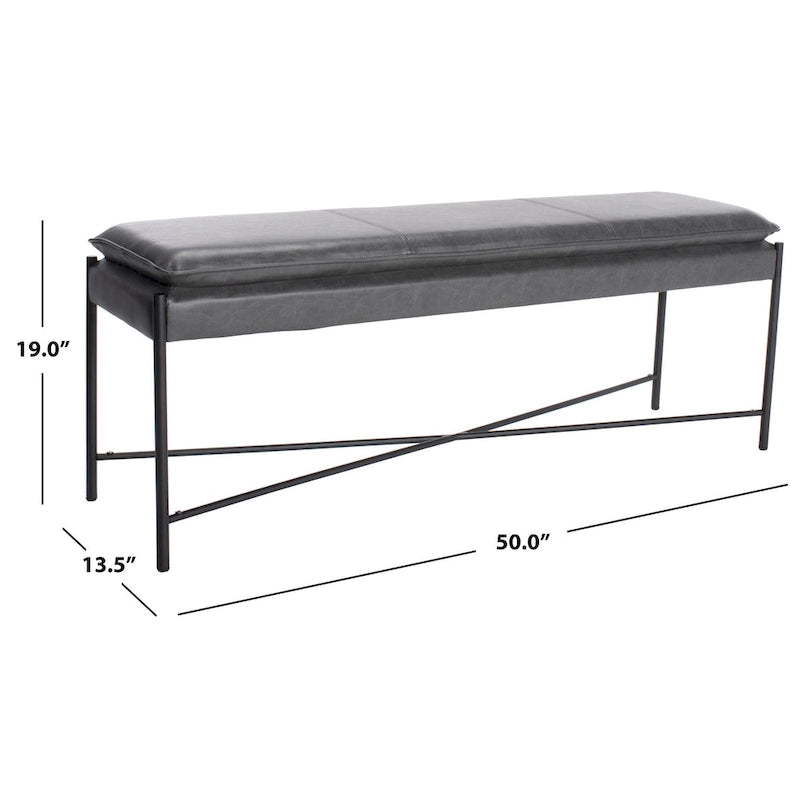 Cushioned X-Bench with Neutral Leather Seat – Minimalist Living Room Bench
