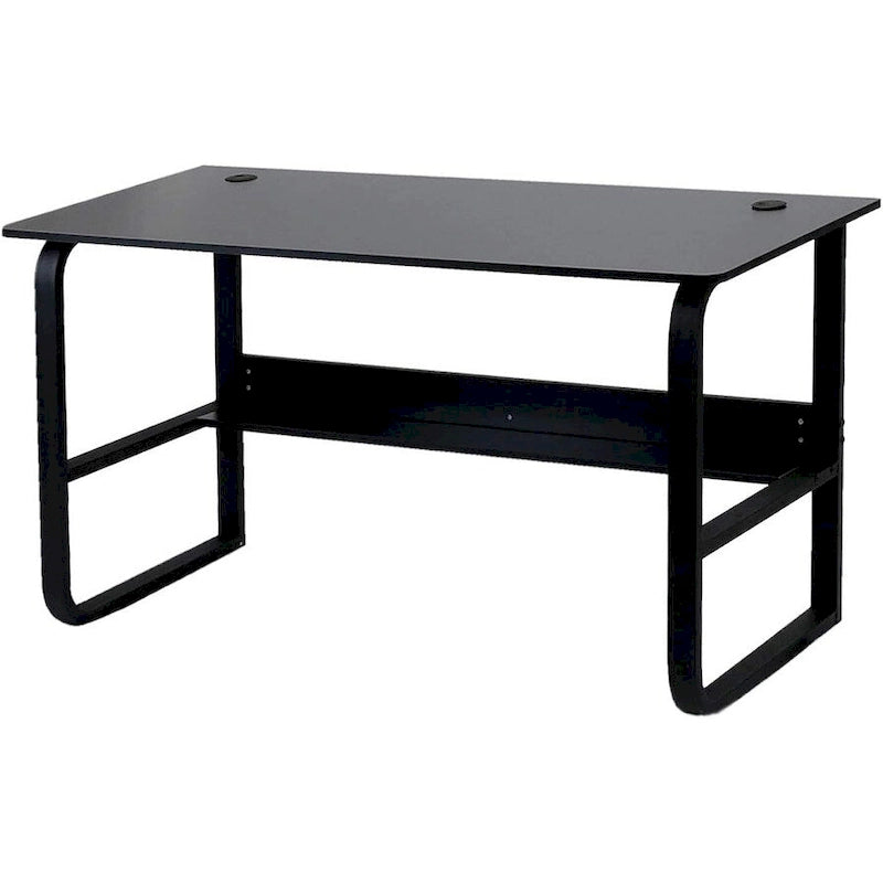 Bureau d'ordinateur moderne en métal noir avec étagères de rangement pour usage personnel
