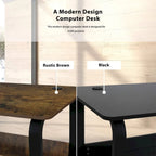 Bureau d'ordinateur moderne en métal noir avec étagères de rangement pour usage personnel