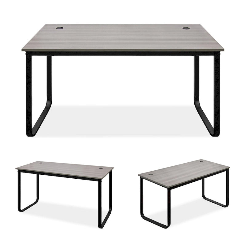Bureau d'ordinateur moderne en métal noir avec étagères de rangement pour usage personnel