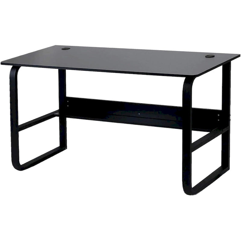 Bureau d'ordinateur moderne en métal noir avec étagères de rangement pour usage personnel