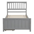 Twin Size Platform Bed with Trundle & 2 Storage Drawers – White Solid Pine