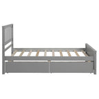 Twin Size Platform Bed with Trundle & 2 Storage Drawers – White Solid Pine