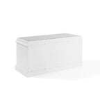 Coastal Entryway Storage Bench with Cushion & Drawer – White Farmhouse Style