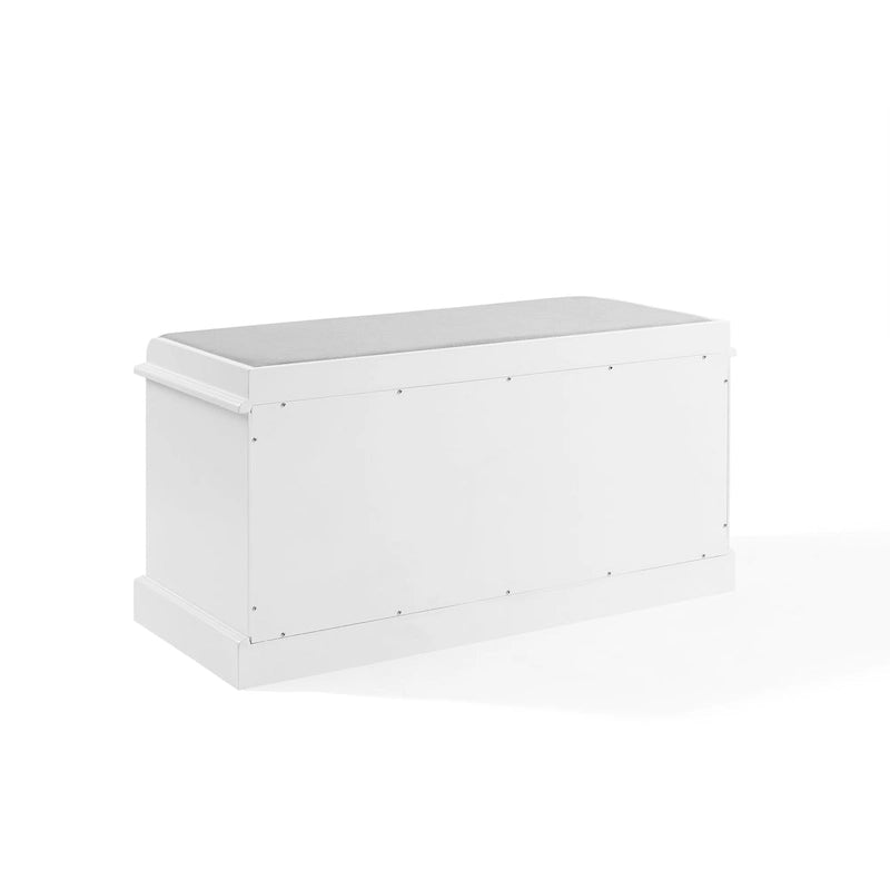 Coastal Entryway Storage Bench with Cushion & Drawer – White Farmhouse Style