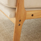 Fauteuil d'appoint rembourré en mélange de lin grossier avec pieds en bois et un oreiller