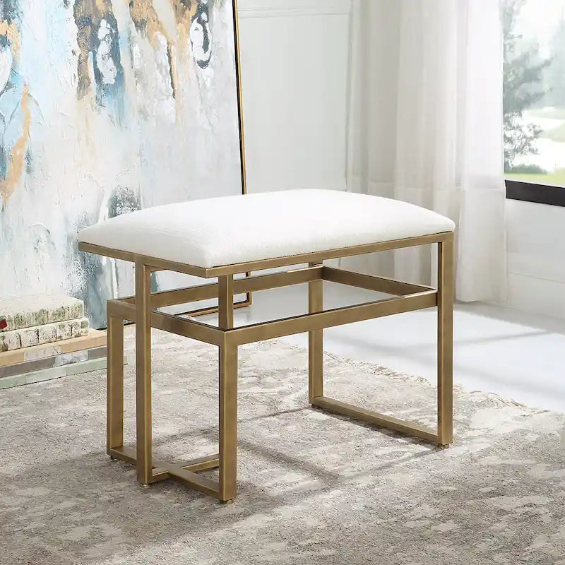 Modern Iron Bench - 15.75D x 25.25W x 19.25H