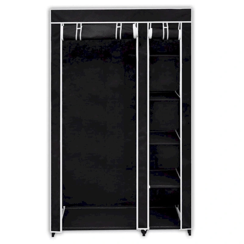 Armoire pliante portable avec porte à glissière – Noire, 43x18x69"