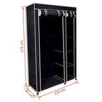 Armoire pliante portable avec porte à glissière – Noire, 43x18x69"