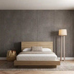 Oak Platform Bed with Storage Headboard – 6 Shelves, No Box Spring Needed