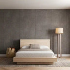 Oak Platform Bed with Storage Headboard – 6 Shelves, No Box Spring Needed