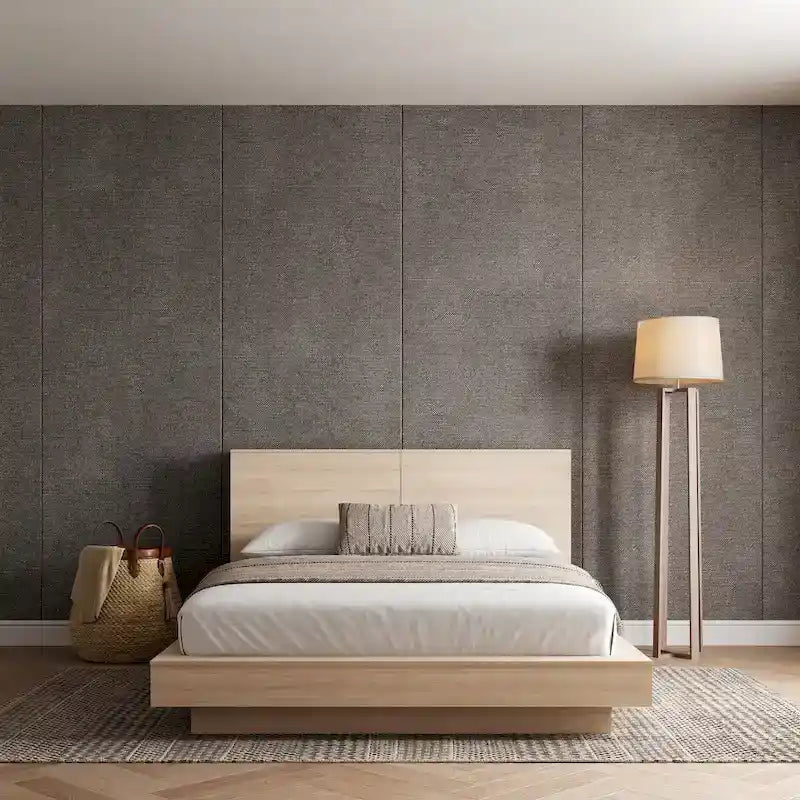 Oak Platform Bed with Storage Headboard – 6 Shelves, No Box Spring Needed