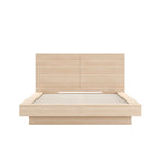 Oak Platform Bed with Storage Headboard – 6 Shelves, No Box Spring Needed