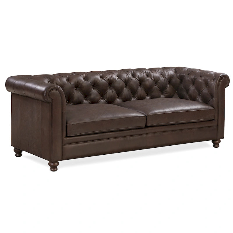 87" Chesterfield Sofa in Full-Grain Italian Leather – Diamond Tufted