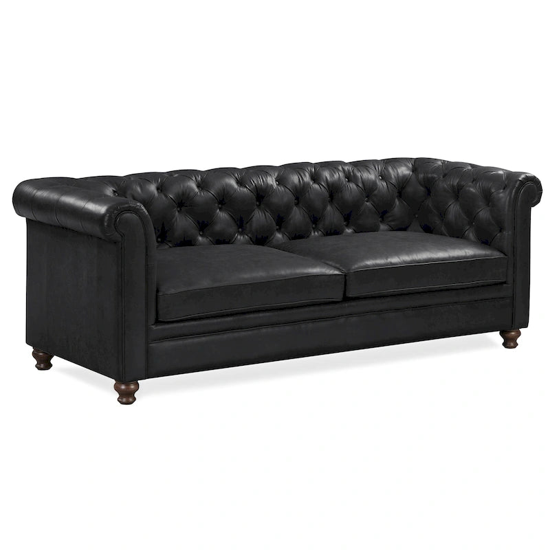 87" Chesterfield Sofa in Full-Grain Italian Leather – Diamond Tufted