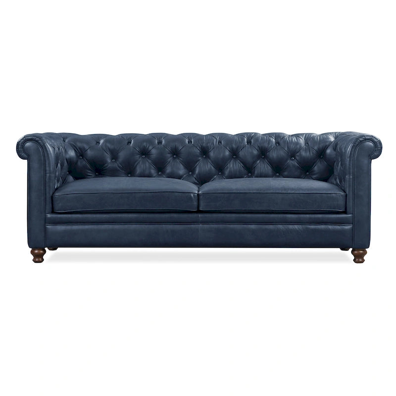 87" Chesterfield Sofa in Full-Grain Italian Leather – Diamond Tufted