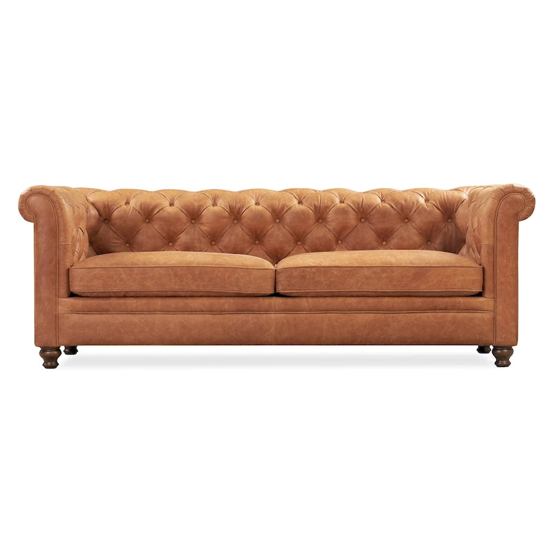 87" Chesterfield Sofa in Full-Grain Italian Leather – Diamond Tufted