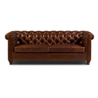 87" Chesterfield Sofa in Full-Grain Italian Leather – Diamond Tufted